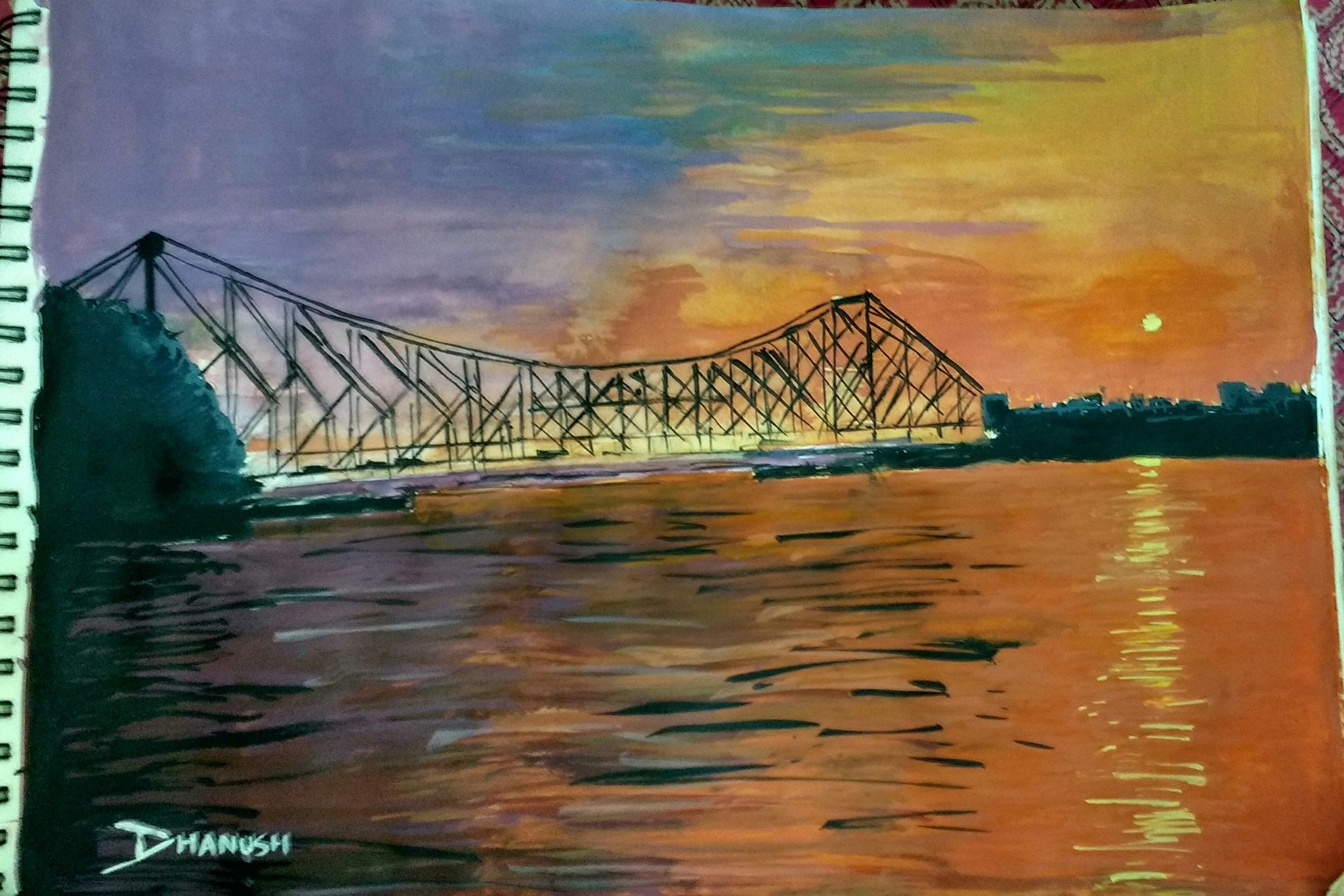 Howrah Bridge Kolkata West Bengal India Vector Illustration Stock Vector by  movinglinesstudio 483303892